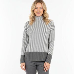 Rachel Zoe gray Striped Long Sleeve Cropped Sweater S